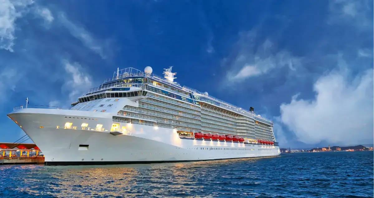 A cruise ship at sea